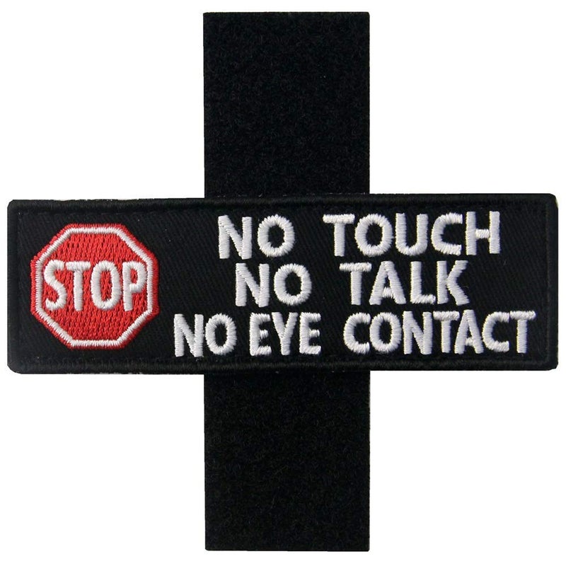 ODSP Service Dog No Touch No Talk Warning Vests/Harnesses Tactical Badge Emblem Embroidered Fastener Hook and Loop Patches Appliques 3.93 x 1.18 Inch Bubble of 2PCS - Image 3